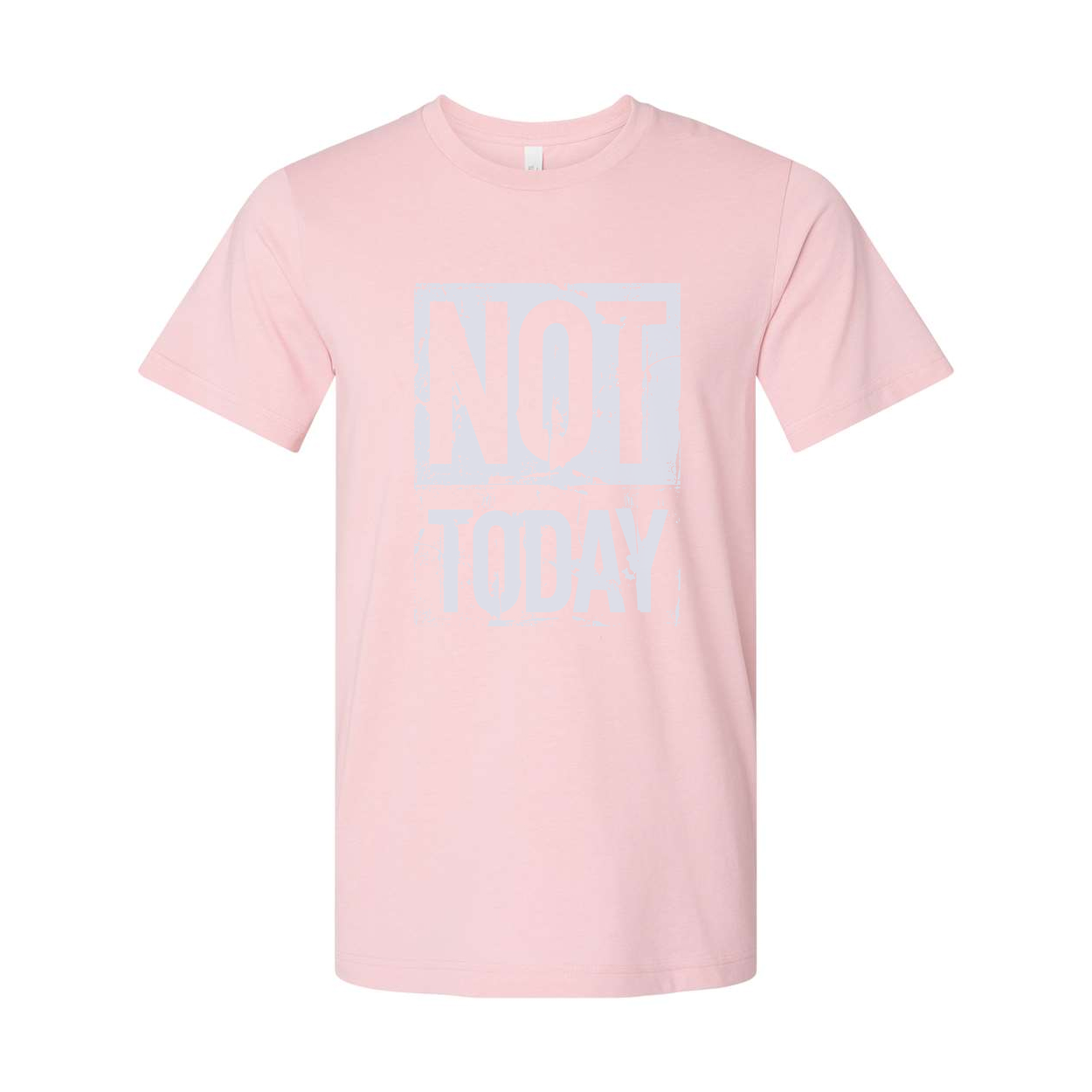 Not Today Graphic White Unisex T Shirt With Light Blue Distressed Square Print Tee