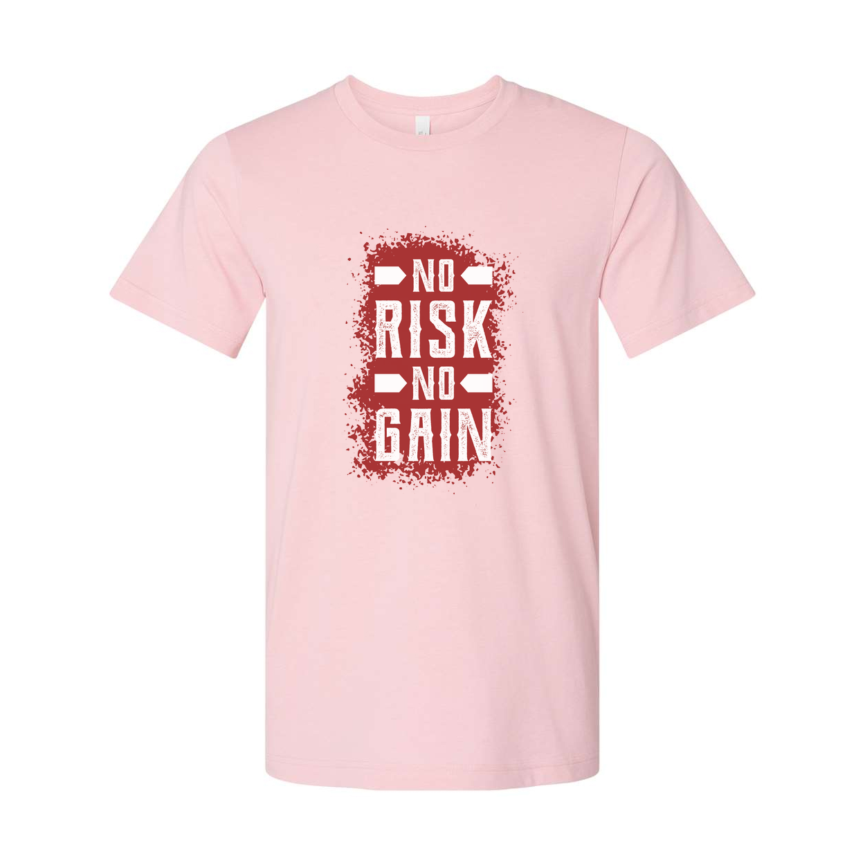 No Risk No Gain Unisex Graphic T Shirt With Bold Red Splatter Print Short Sleeve Cotton Tee