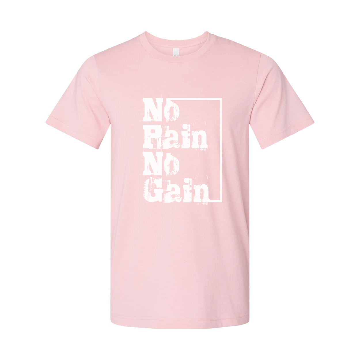 White Unisex Cotton Short Sleeve T Shirt With No Pain No Gain Distressed Graphic