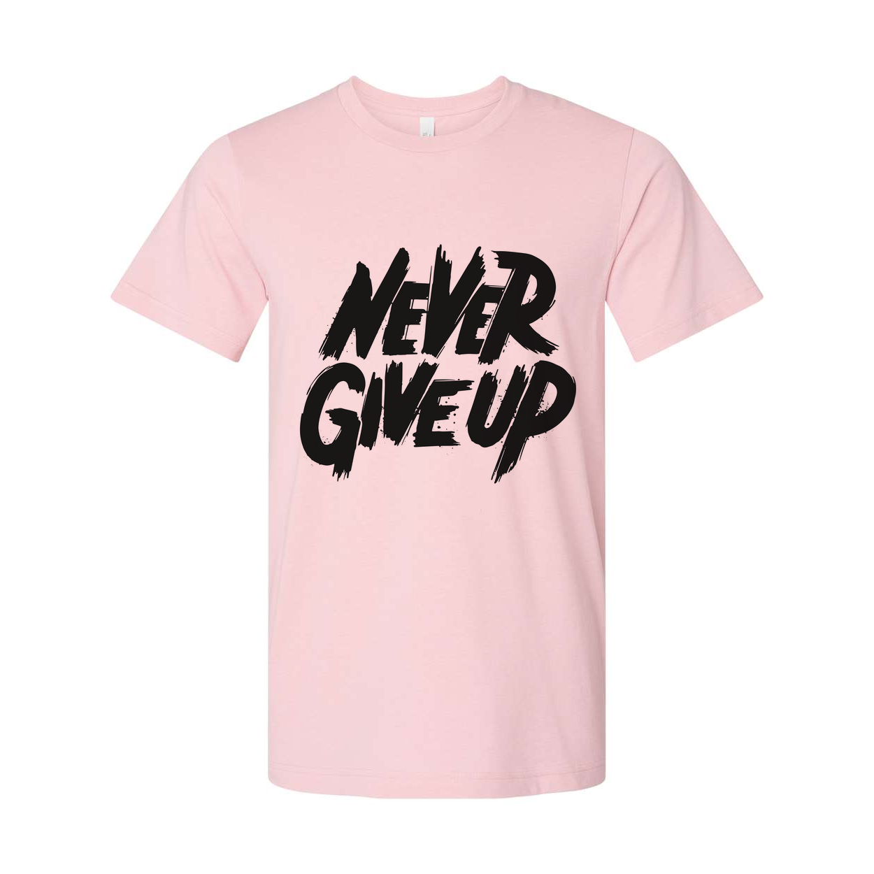 Never Give Up Graphic T Shirt For Unisex Adults White Cotton Short Sleeve Everyday Wear