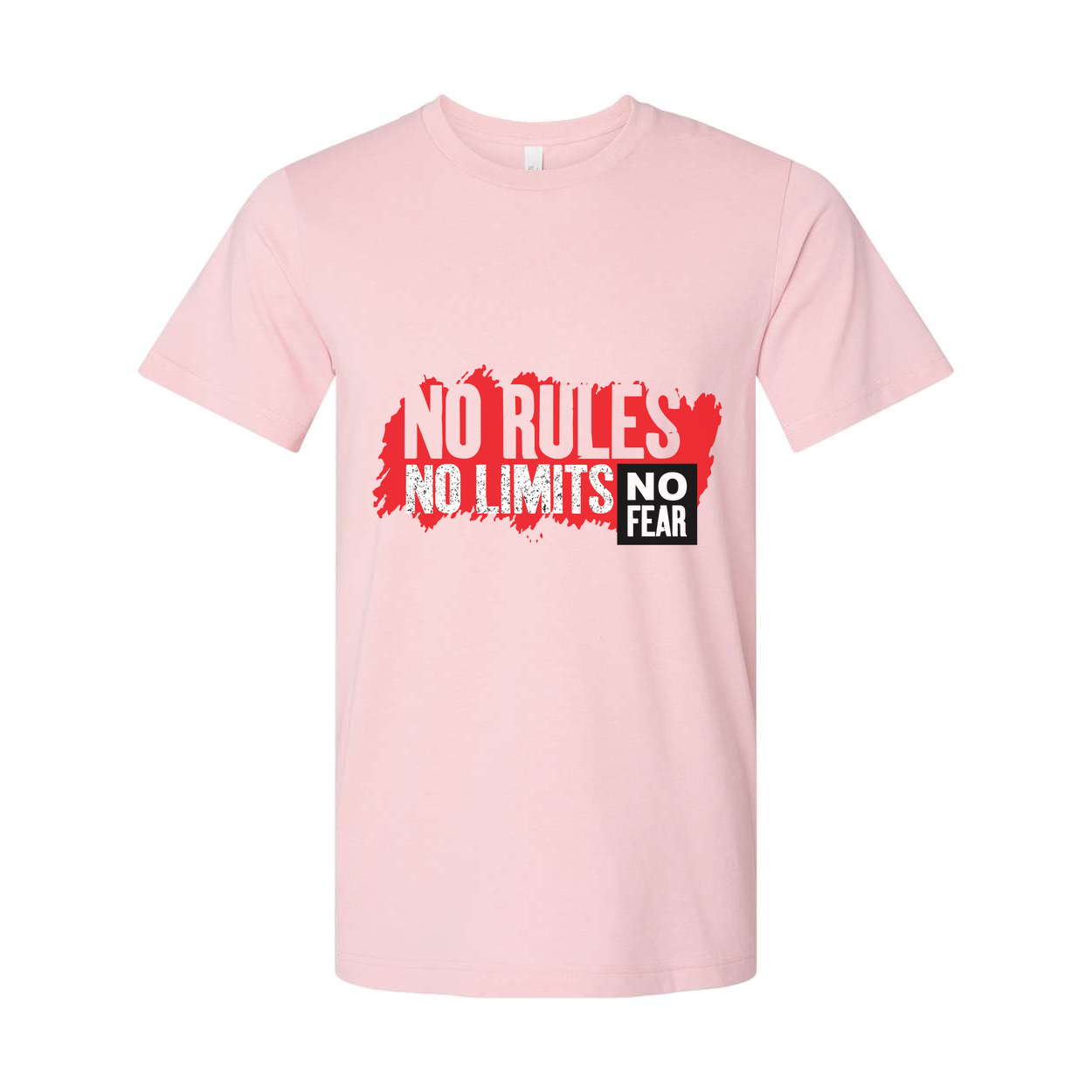 No Rules No Limits No Fear Graphic Tee For Unisex Short Sleeve Cotton T Shirt With Bold Red Print