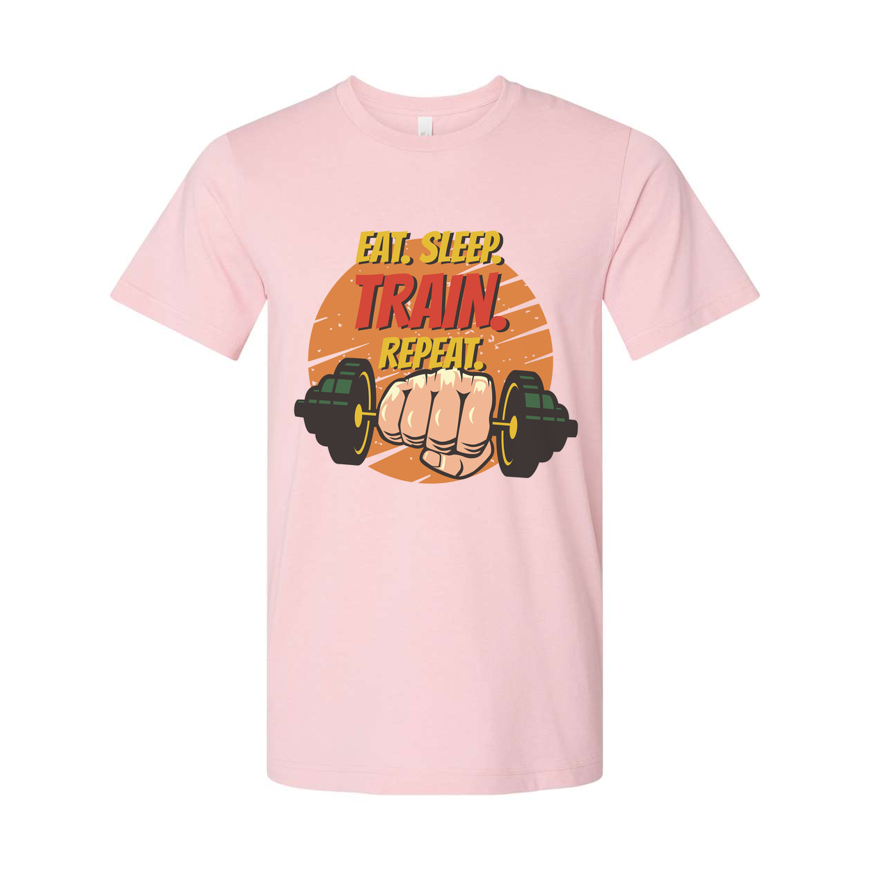Eat Sleep Train Repeat Unisex Fitness Graphic T Shirt For Gym And Workout Cotton Short Sleeve