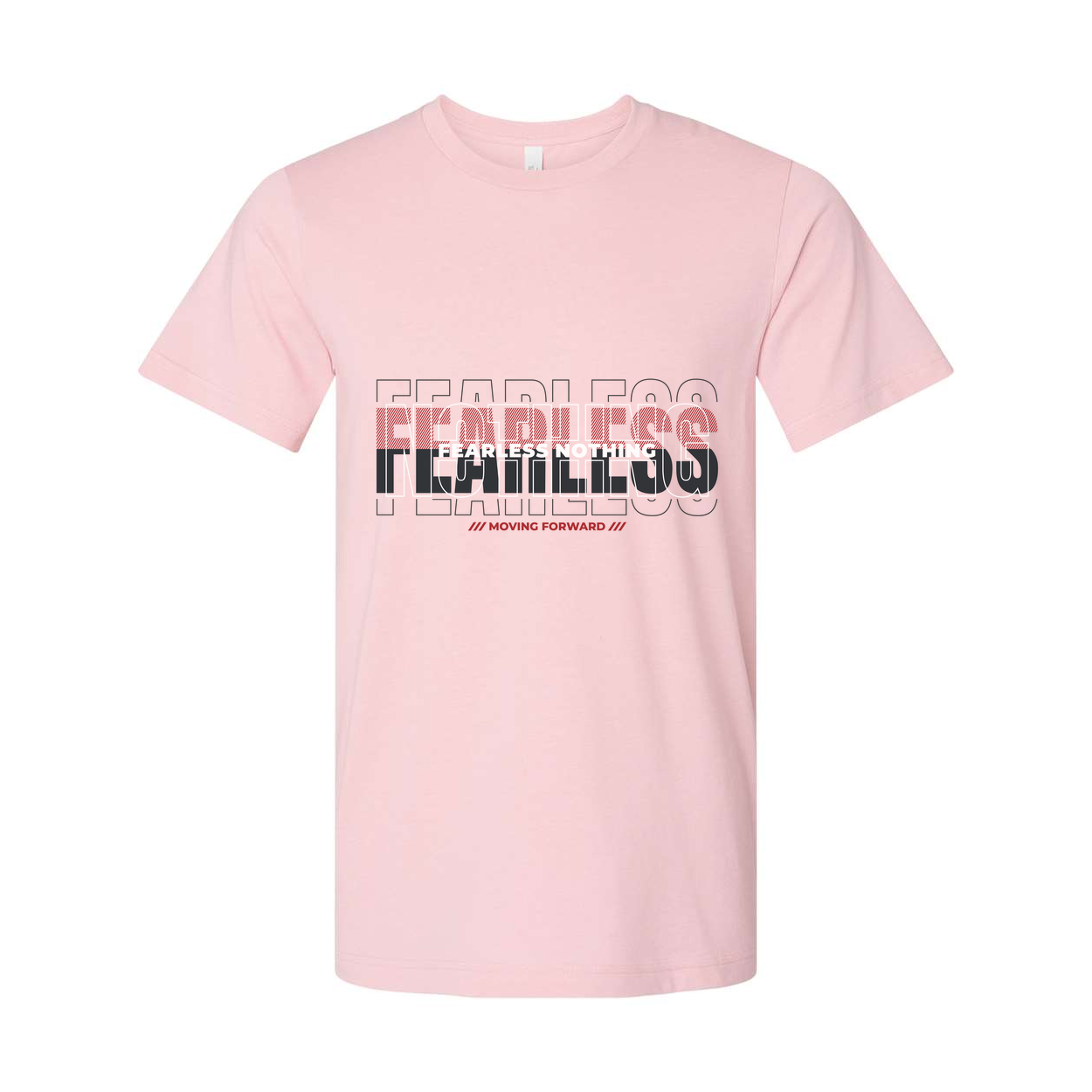Unisex Fearless Graphic T Shirt With Bold Overlaid Text Design For Workout And Streetwear
