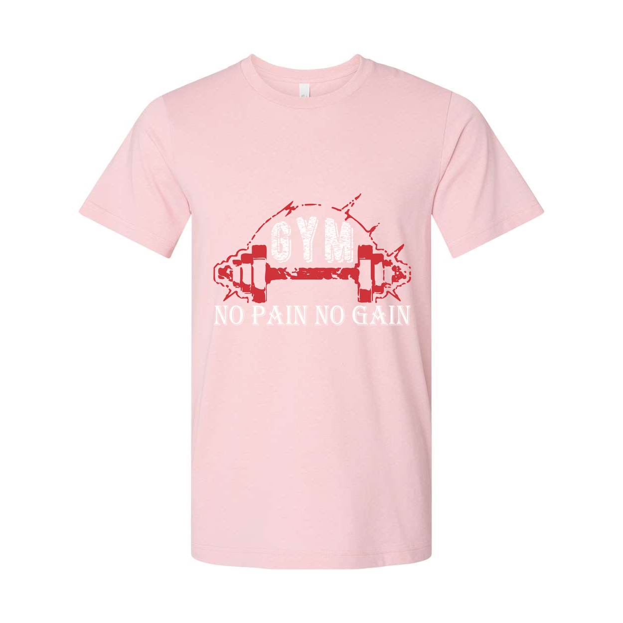 No Pain No Gain Unisex Fitness T Shirt With Red Dumbbell Graphic Cotton Blend Soft Fabric