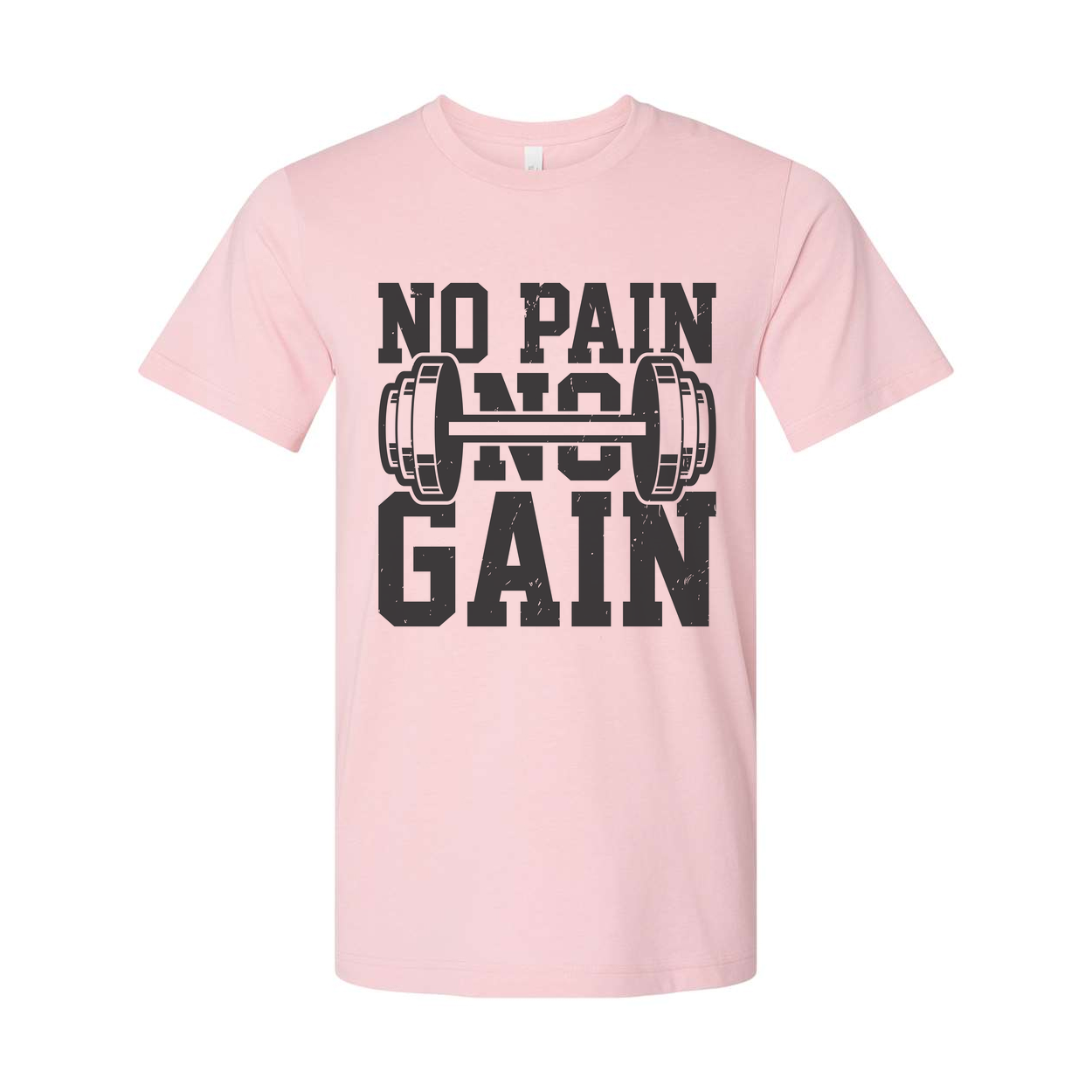 No Pain No Gain Unisex Weightlifting Graphic T Shirt With Barbell Design For Gym Enthusiasts