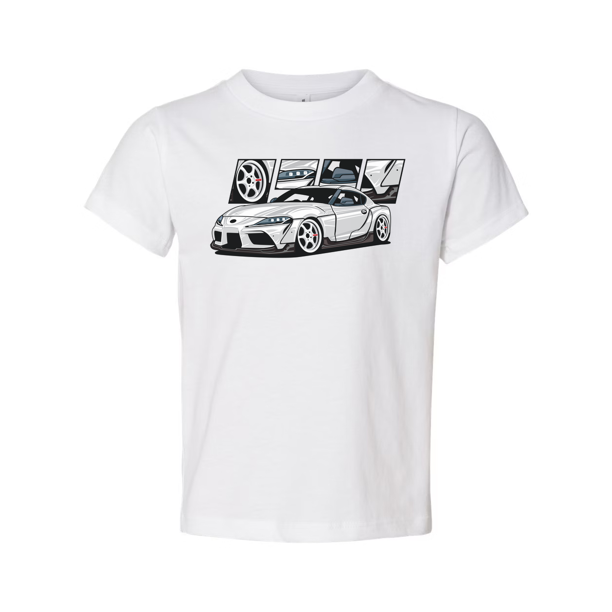 Toyota GR Supra A90 Unisex Graphic T Shirt With Detailed Car Artwork And Wheel Design