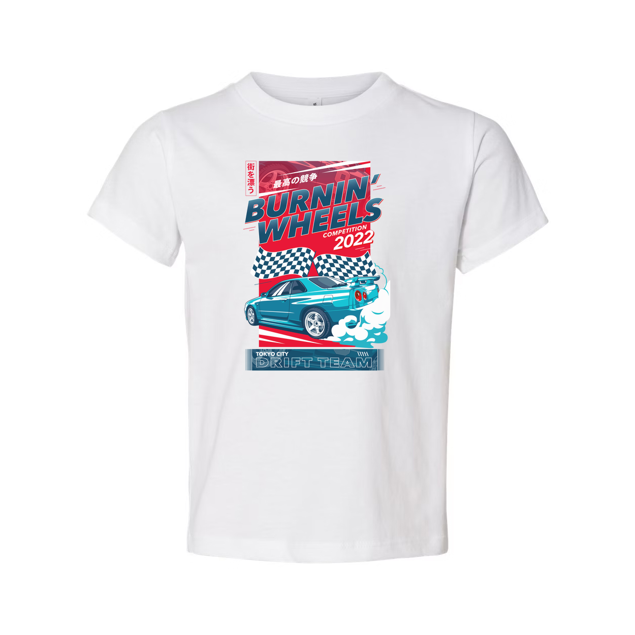 Unisex Racing Graphic T Shirt Burnin Wheels Competition 2022 Tokyo City Drift Team