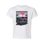 Datsun 240Z Neon Car Graphic T Shirt With Sunset Skyline And Palm Trees Unisex Casual Wear