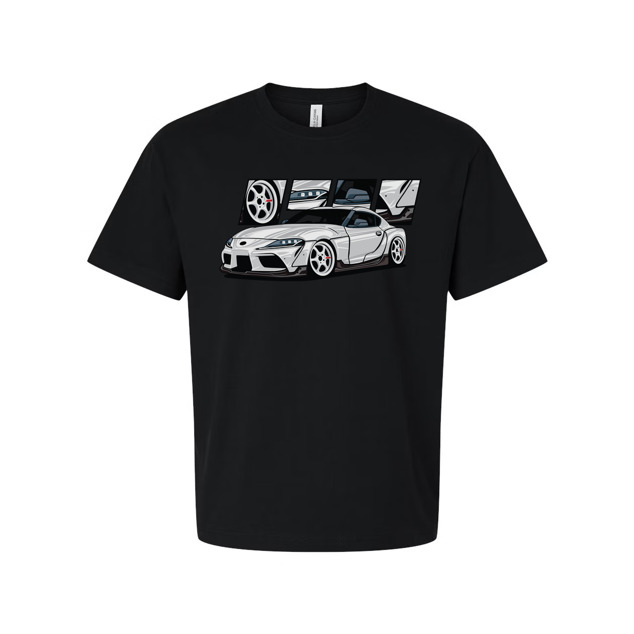 Toyota GR Supra A90 Unisex Graphic T Shirt With Detailed Car Artwork And Wheel Design