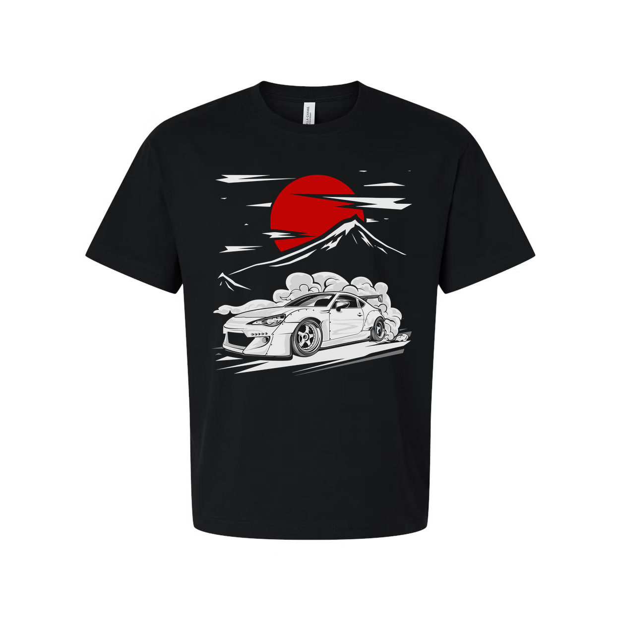 Subaru BRZ Graphic T Shirt Unisex Cotton Tee With Red Sun Mountain Scene Artwork