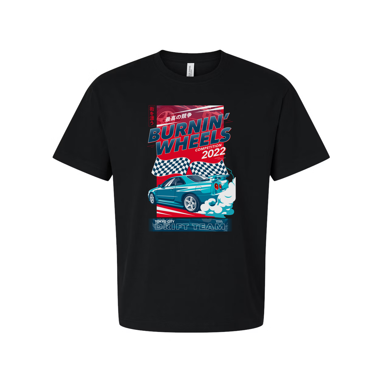 Unisex Racing Graphic T Shirt Burnin Wheels Competition 2022 Tokyo City Drift Team