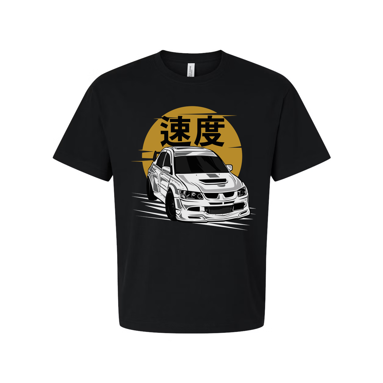 Mitsubishi Lancer Evolution IX White Unisex T Shirt Featuring Speed Kanji Car Graphic