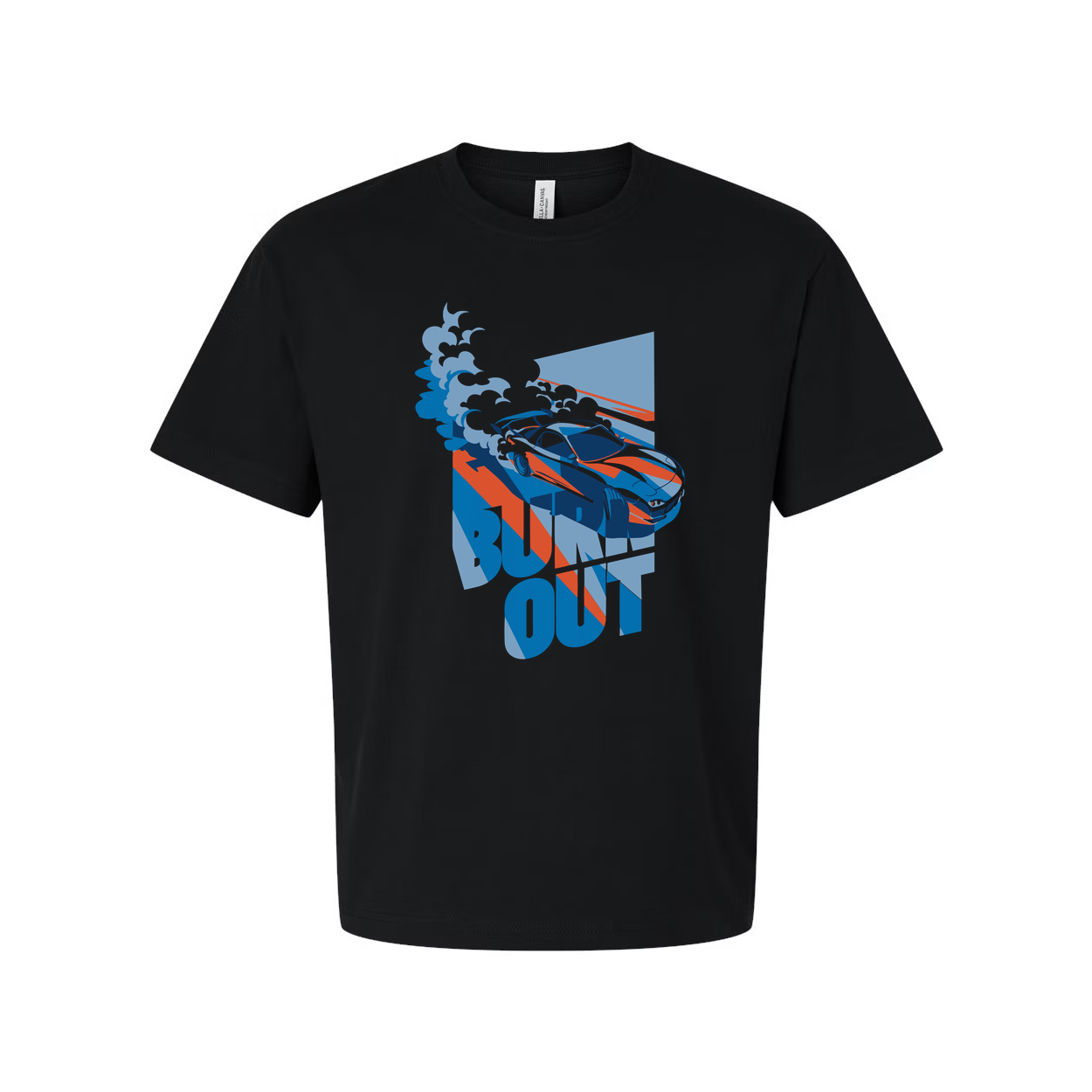 Mazda RX-7 Inspired Unisex Graphic T Shirt Featuring Burnout Car Art In Blue And Orange