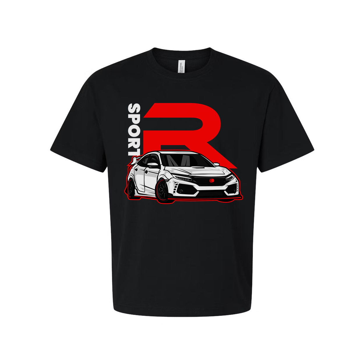 Honda Civic Type R Graphic Unisex T Shirt With Red R Emblem And Car Artwork Illustration