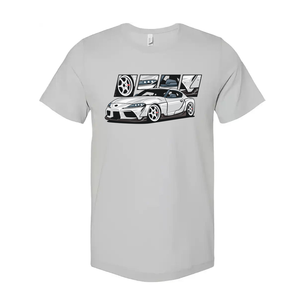 Toyota GR Supra A90 Unisex Graphic T Shirt With Detailed Car Artwork And Wheel Design