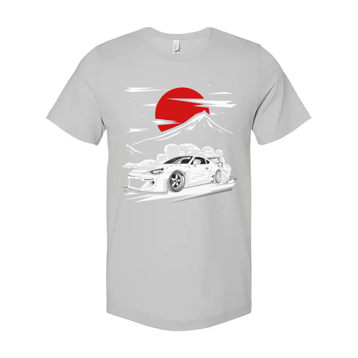 Subaru BRZ Graphic T Shirt Unisex Cotton Tee With Red Sun Mountain Scene Artwork