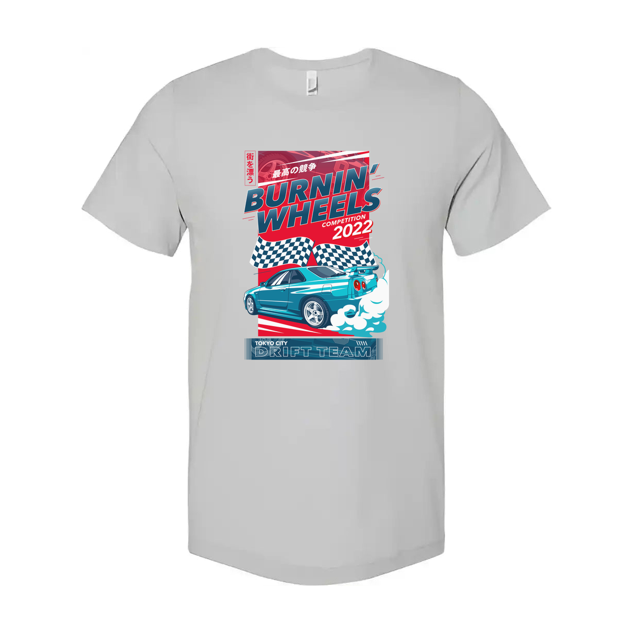 Unisex Racing Graphic T Shirt Burnin Wheels Competition 2022 Tokyo City Drift Team