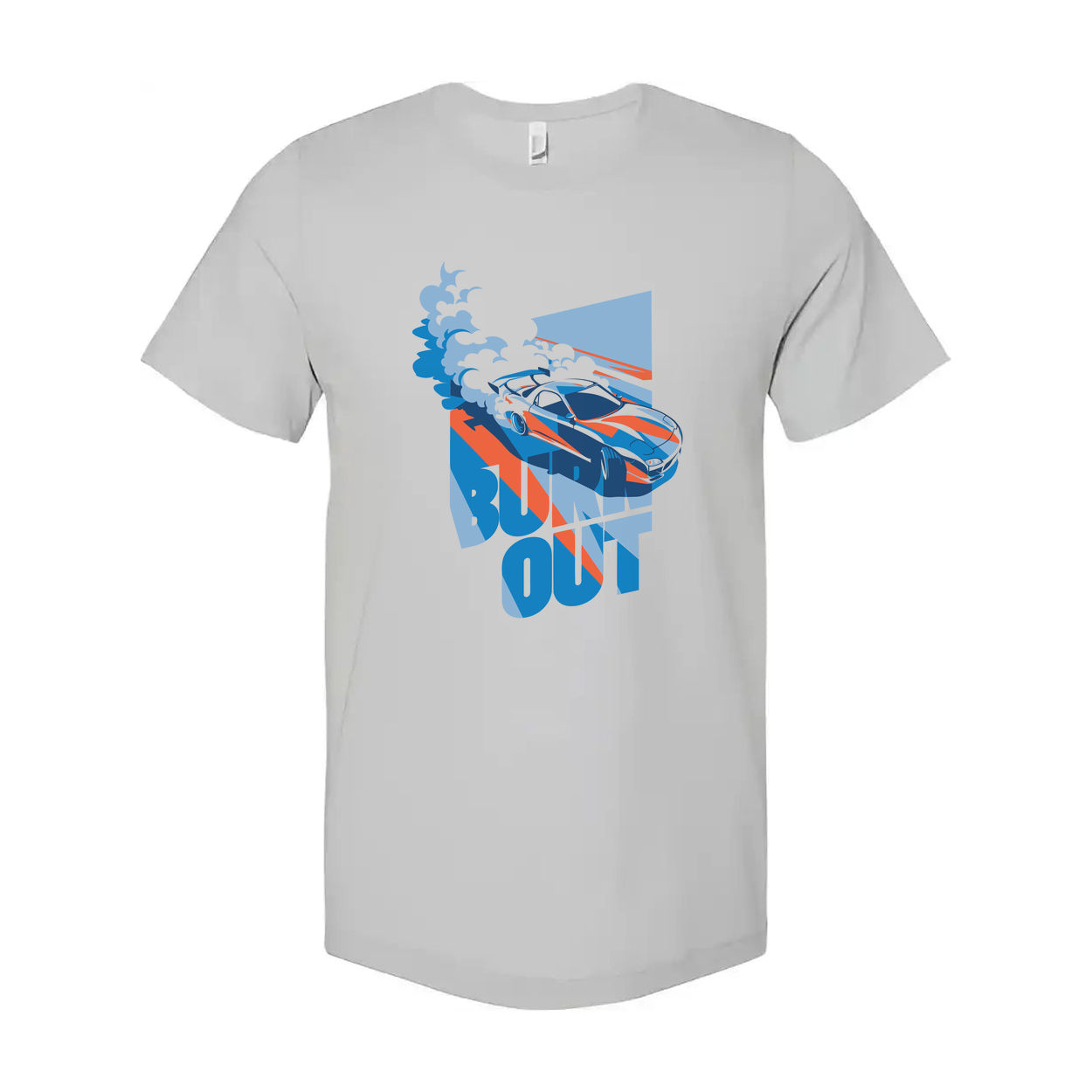 Mazda RX-7 Inspired Unisex Graphic T Shirt Featuring Burnout Car Art In Blue And Orange
