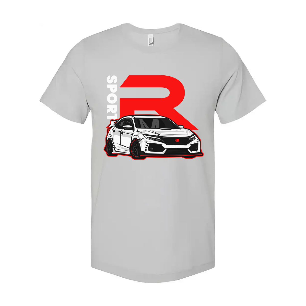 Honda Civic Type R Graphic Unisex T Shirt With Red R Emblem And Car Artwork Illustration