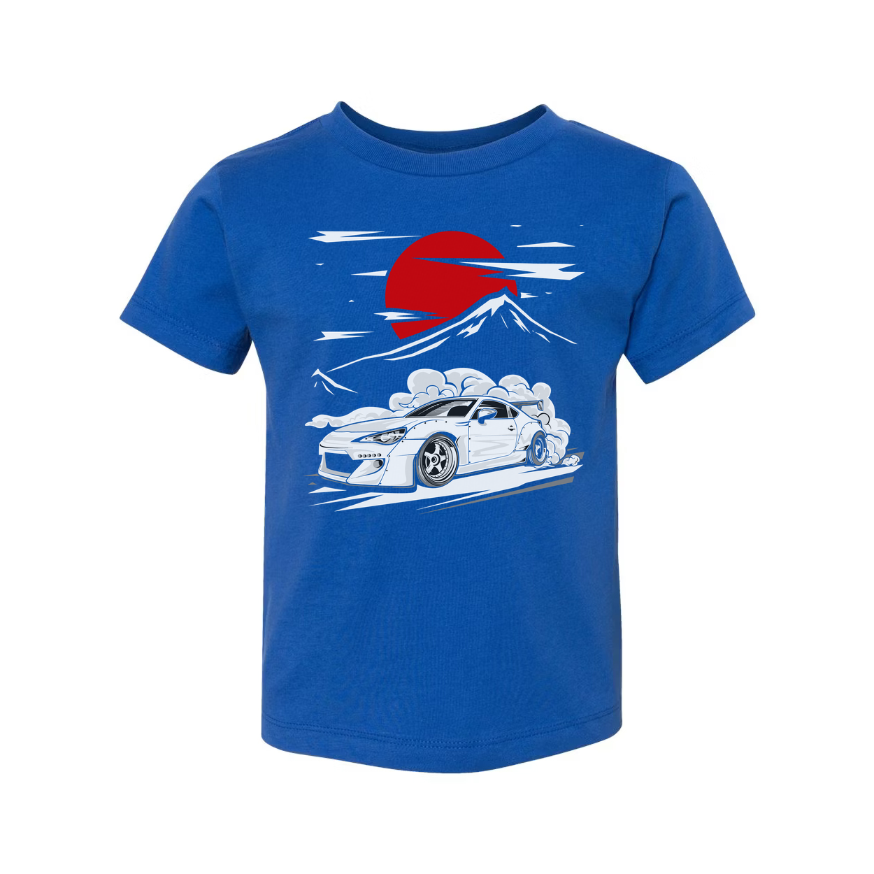 Subaru BRZ Graphic T Shirt Unisex Cotton Tee With Red Sun Mountain Scene Artwork