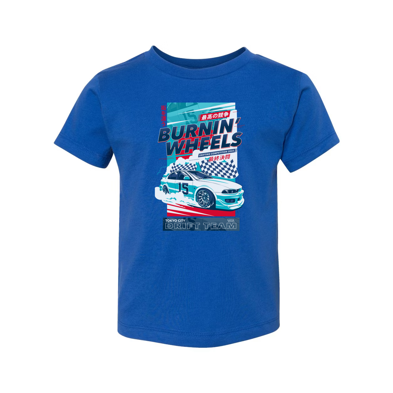 Burnin Wheels Drift Team Graphic Unisex T Shirt With Car Illustration Tokyo City Design Edition