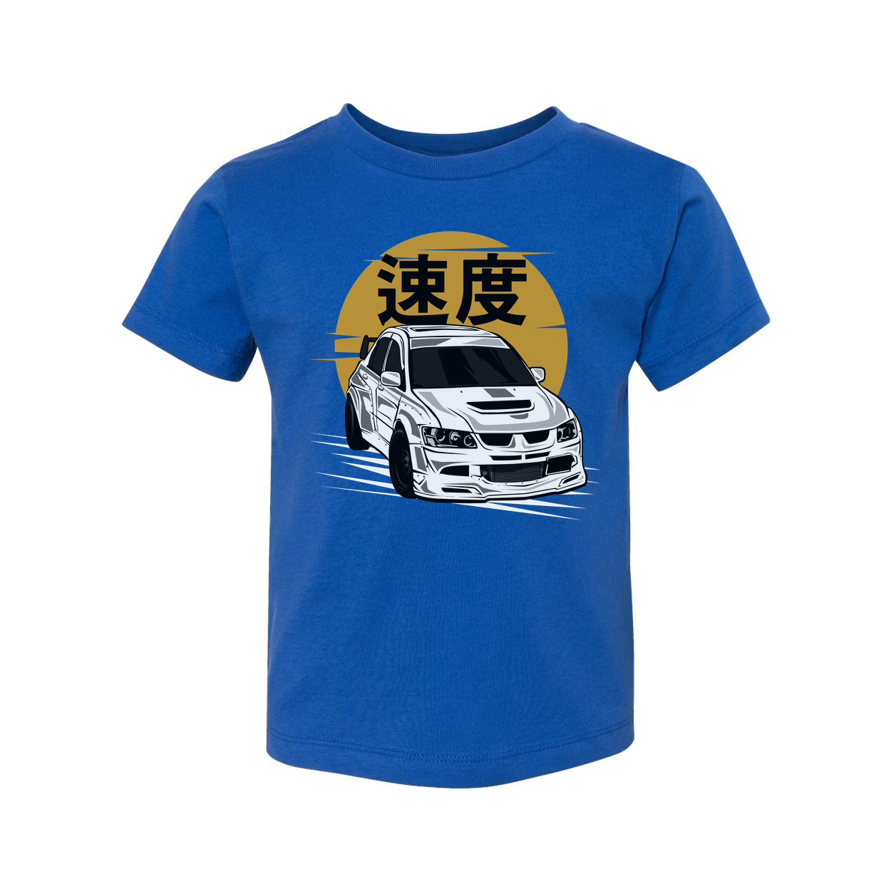 Mitsubishi Lancer Evolution IX White Unisex T Shirt Featuring Speed Kanji Car Graphic