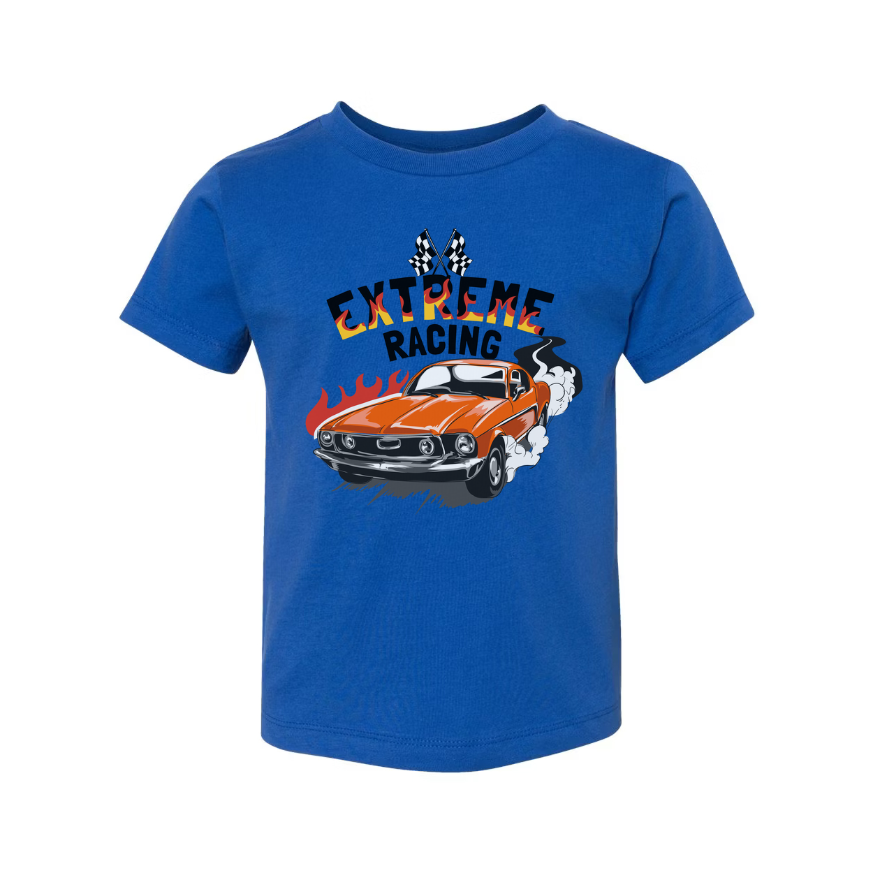 Extreme Racing Graphic Tee With Orange Classic Car On White Unisex Automotive Style Tee