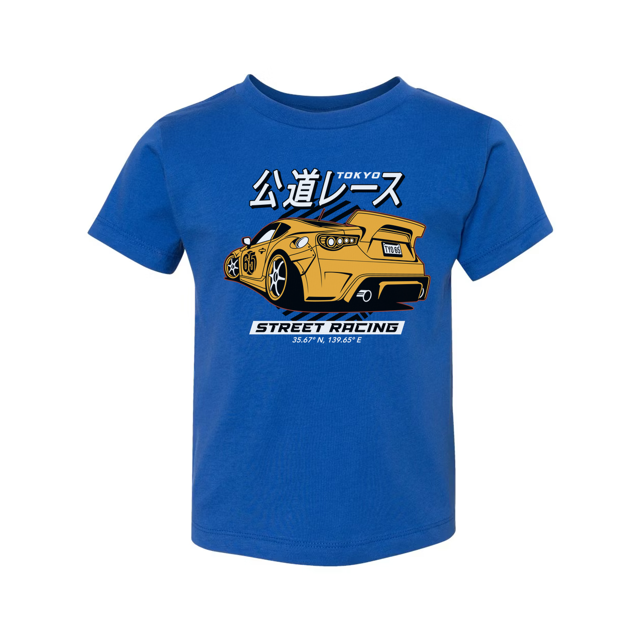 Acura NSX Street Racing Graphic T Shirt With Yellow Race Car And Japanese Text Design
