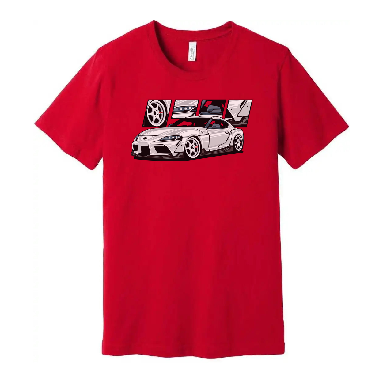 Toyota GR Supra A90 Unisex Graphic T Shirt With Detailed Car Artwork And Wheel Design