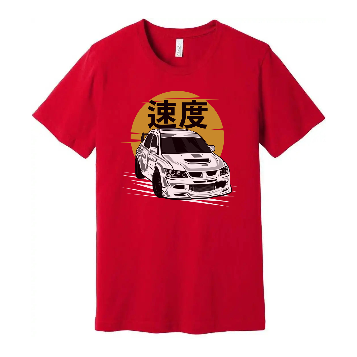 Mitsubishi Lancer Evolution IX White Unisex T Shirt Featuring Speed Kanji Car Graphic