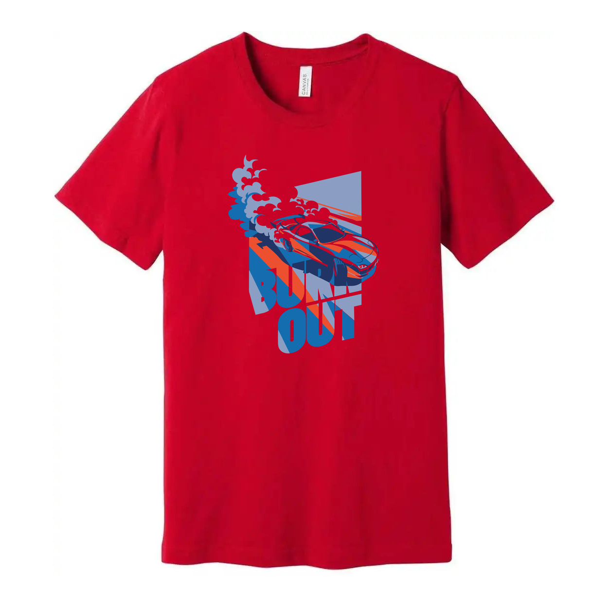 Mazda RX-7 Inspired Unisex Graphic T Shirt Featuring Burnout Car Art In Blue And Orange