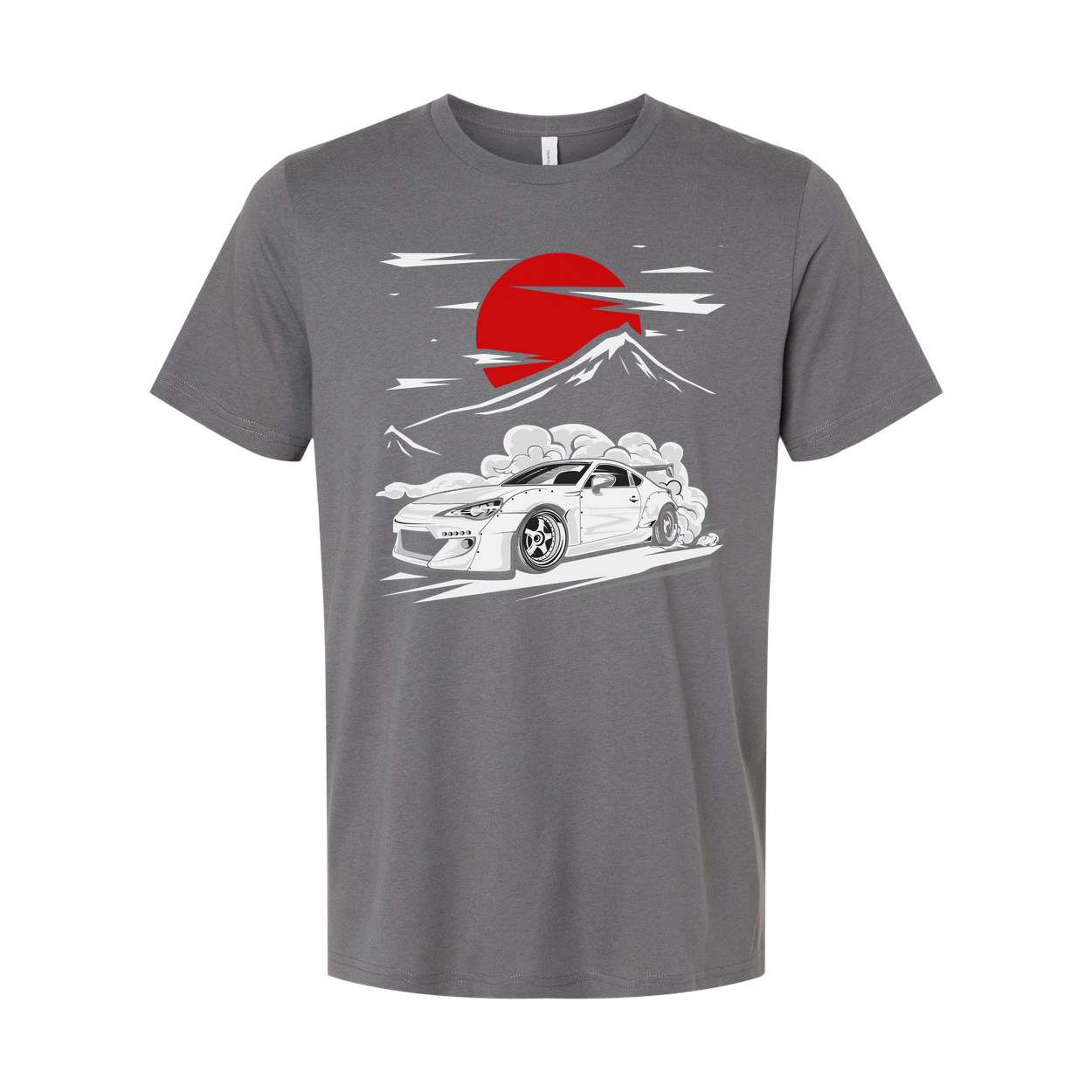 Subaru BRZ Graphic T Shirt Unisex Cotton Tee With Red Sun Mountain Scene Artwork