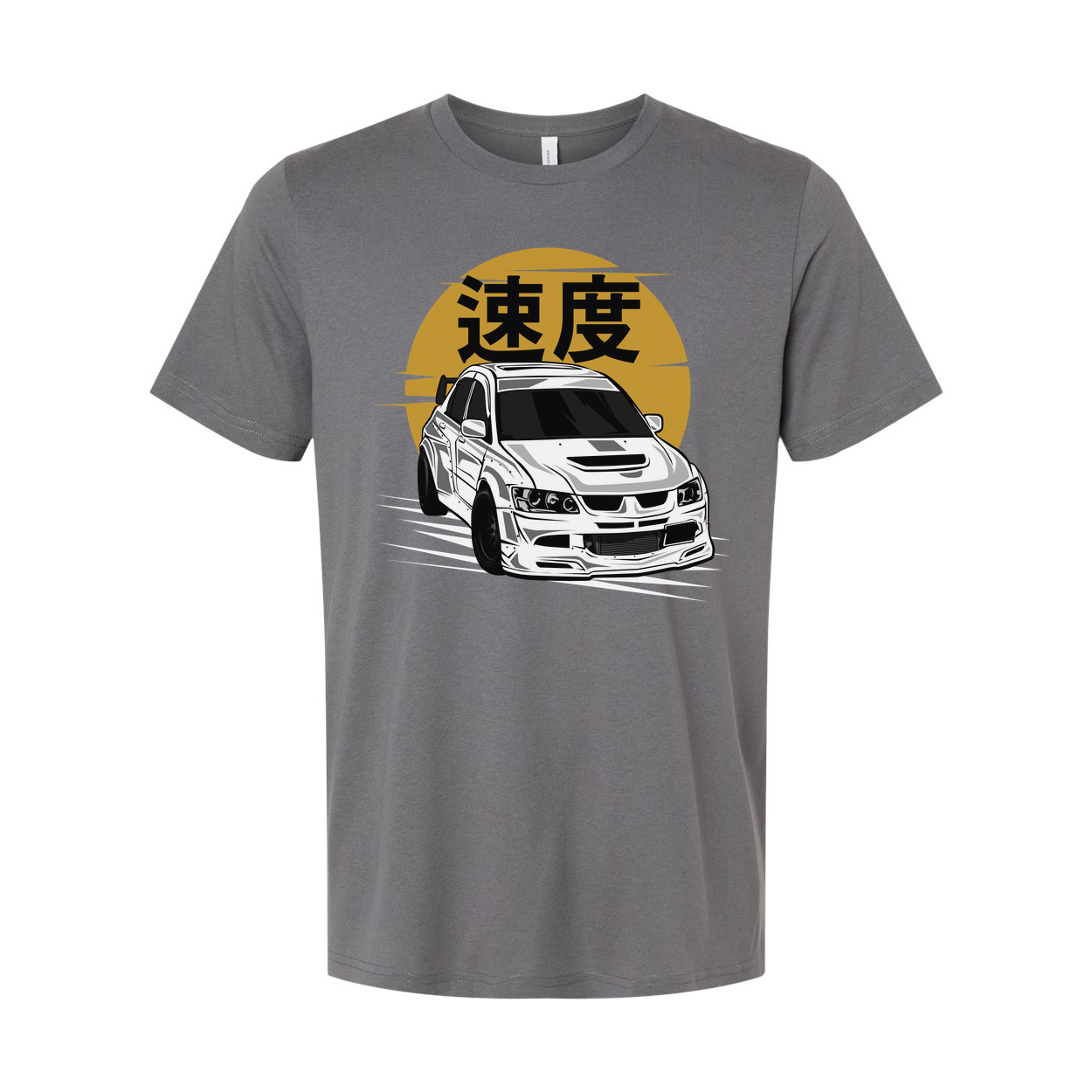 Mitsubishi Lancer Evolution IX White Unisex T Shirt Featuring Speed Kanji Car Graphic