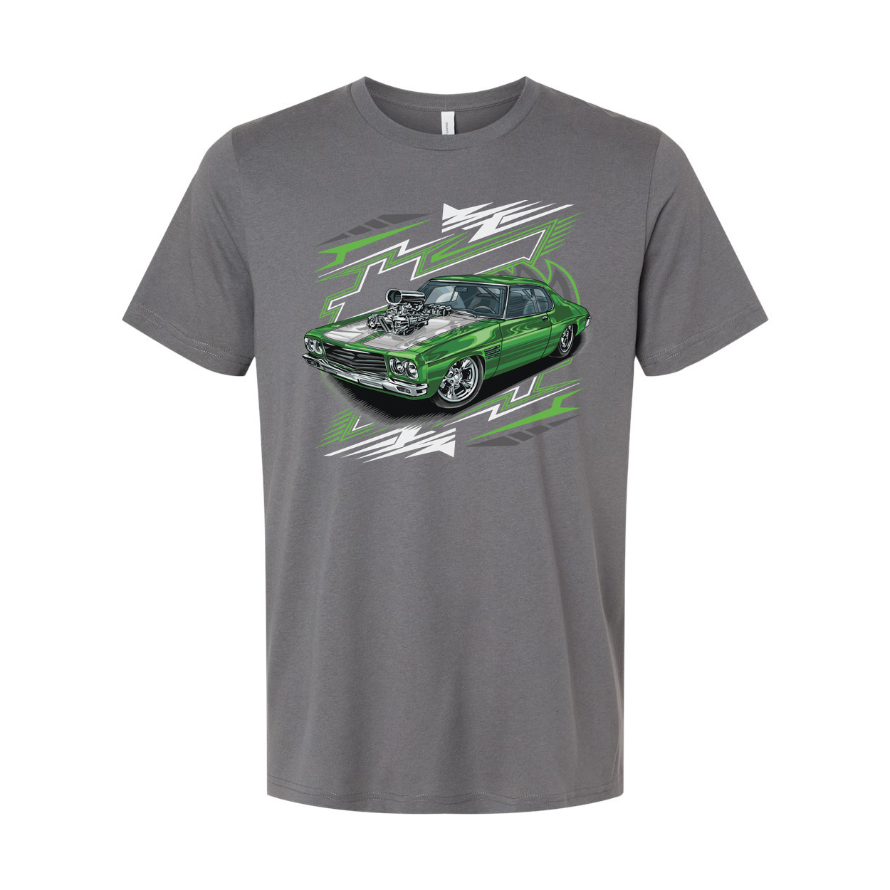 Holden HQ Monaro Car Graphic T Shirt With Green Muscle Car Illustration For Unisex Wear