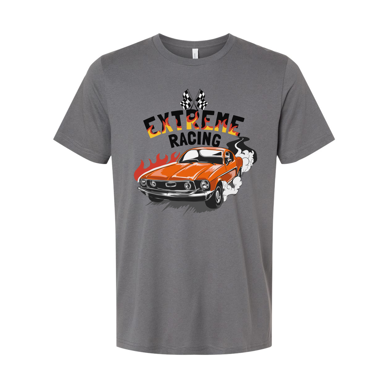 Extreme Racing Graphic Tee With Orange Classic Car On White Unisex Automotive Style Tee