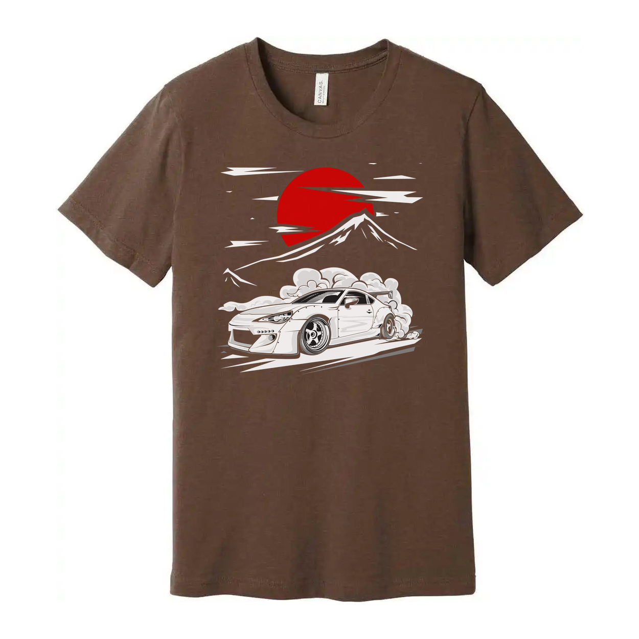 Subaru BRZ Graphic T Shirt Unisex Cotton Tee With Red Sun Mountain Scene Artwork