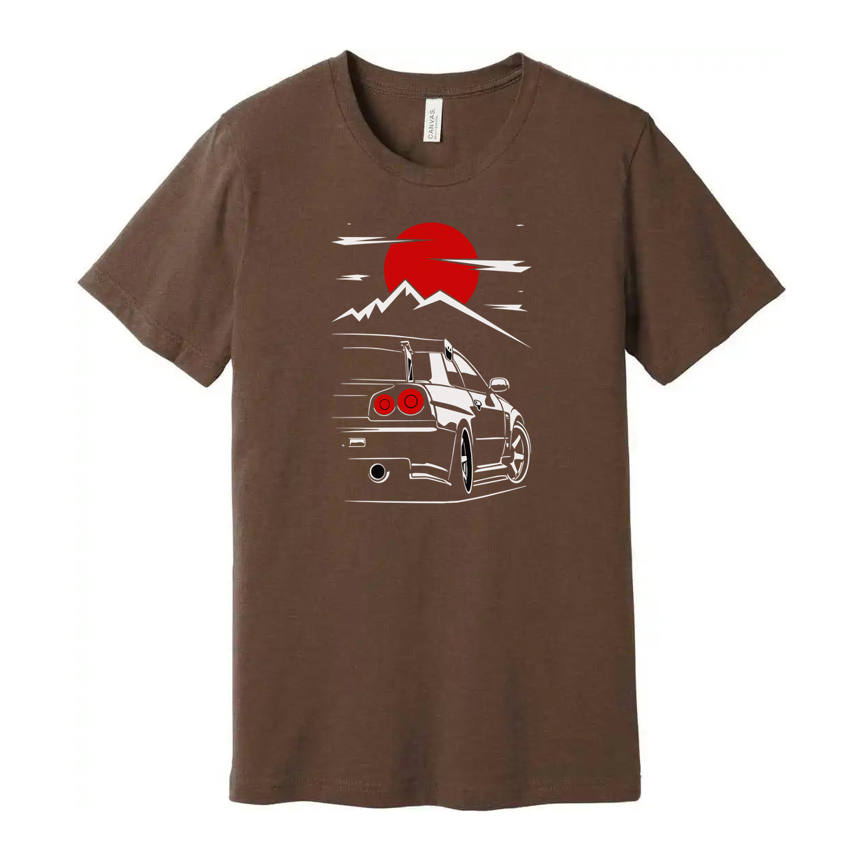 Nissan Skyline GTR R34 Unisex Graphic T Shirt With Japanese Sun And Mountain Illustration