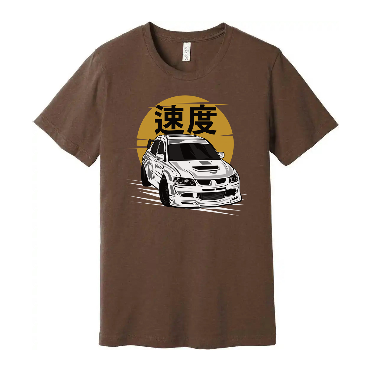 Mitsubishi Lancer Evolution IX White Unisex T Shirt Featuring Speed Kanji Car Graphic