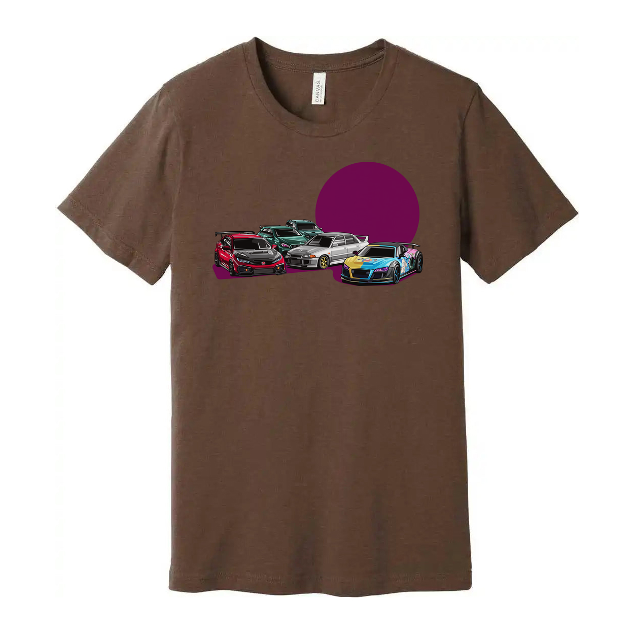 Unisex Car Enthusiast T Shirt With Honda Civic Type R Subaru Impreza WRX STI Mitsubishi Lancer Evolution IX Audi R8
