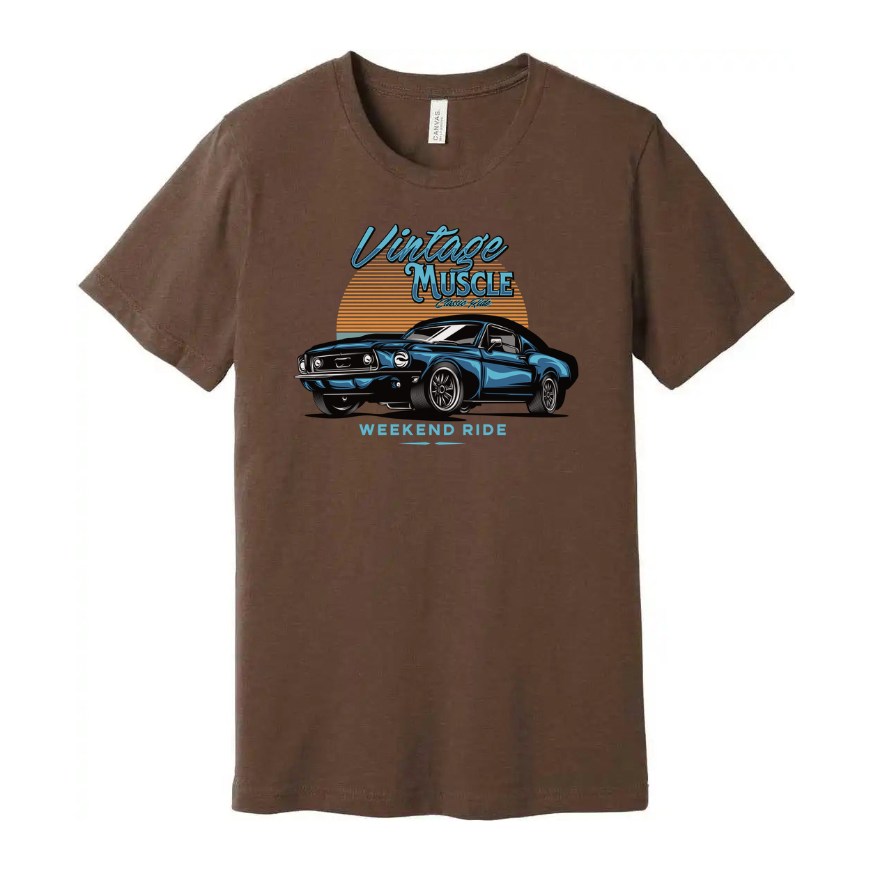 1960s Ford Mustang Vintage Muscle Graphic Tee Unisex Casual Short Sleeve Shirt Retro Sunset