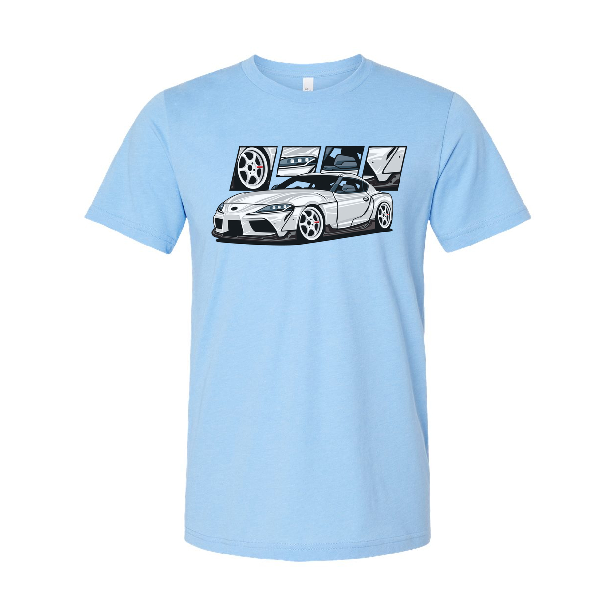 Toyota GR Supra A90 Unisex Graphic T Shirt With Detailed Car Artwork And Wheel Design