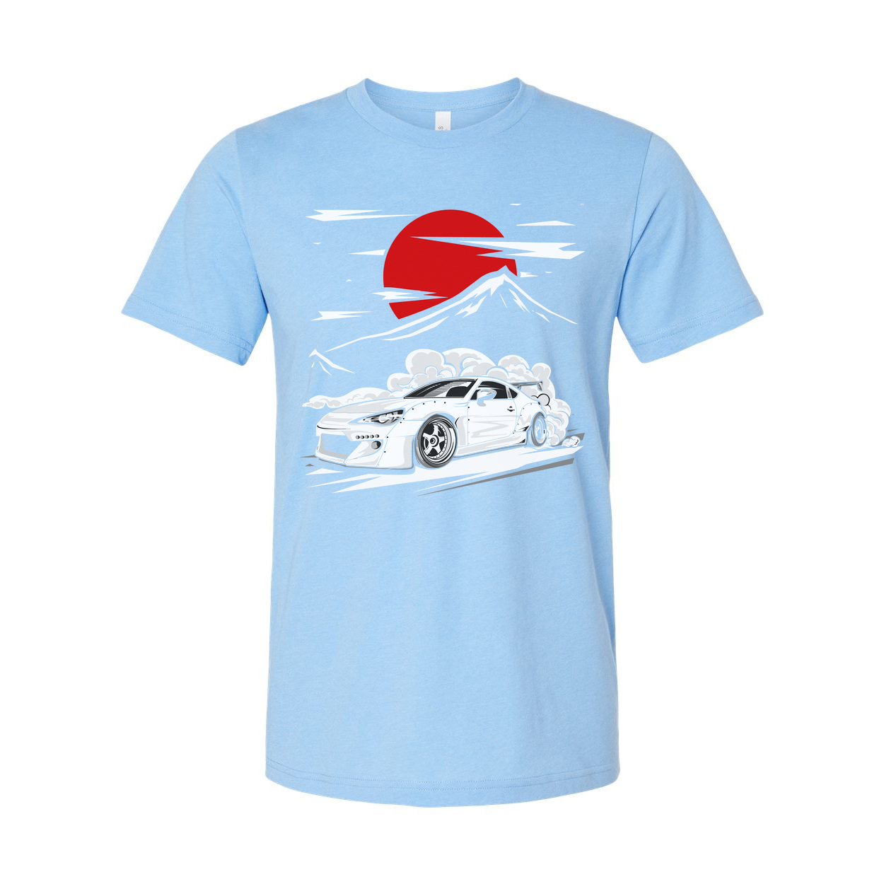 Subaru BRZ Graphic T Shirt Unisex Cotton Tee With Red Sun Mountain Scene Artwork