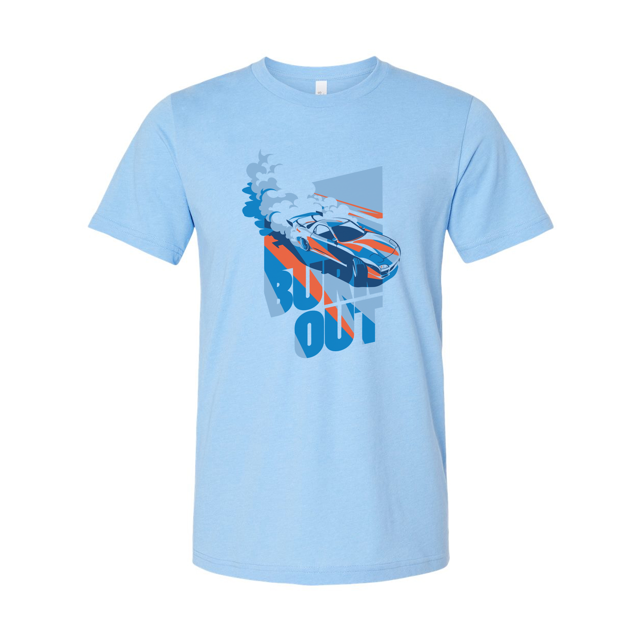 Mazda RX-7 Inspired Unisex Graphic T Shirt Featuring Burnout Car Art In Blue And Orange