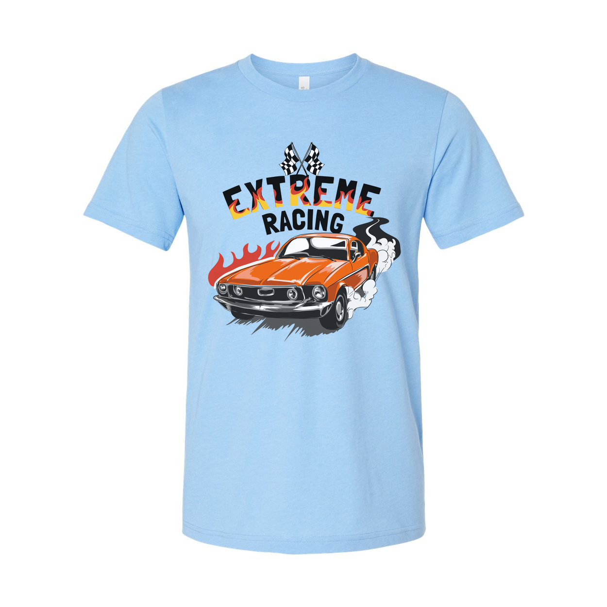 Extreme Racing Graphic Tee With Orange Classic Car On White Unisex Automotive Style Tee