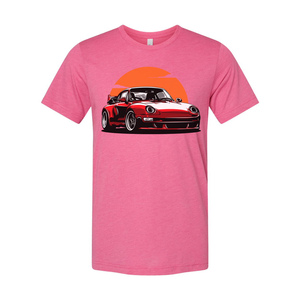 Porsche 911 Graphic T Shirt Unisex Car Enthusiast Tee With Sunset Orange Circle Artwork