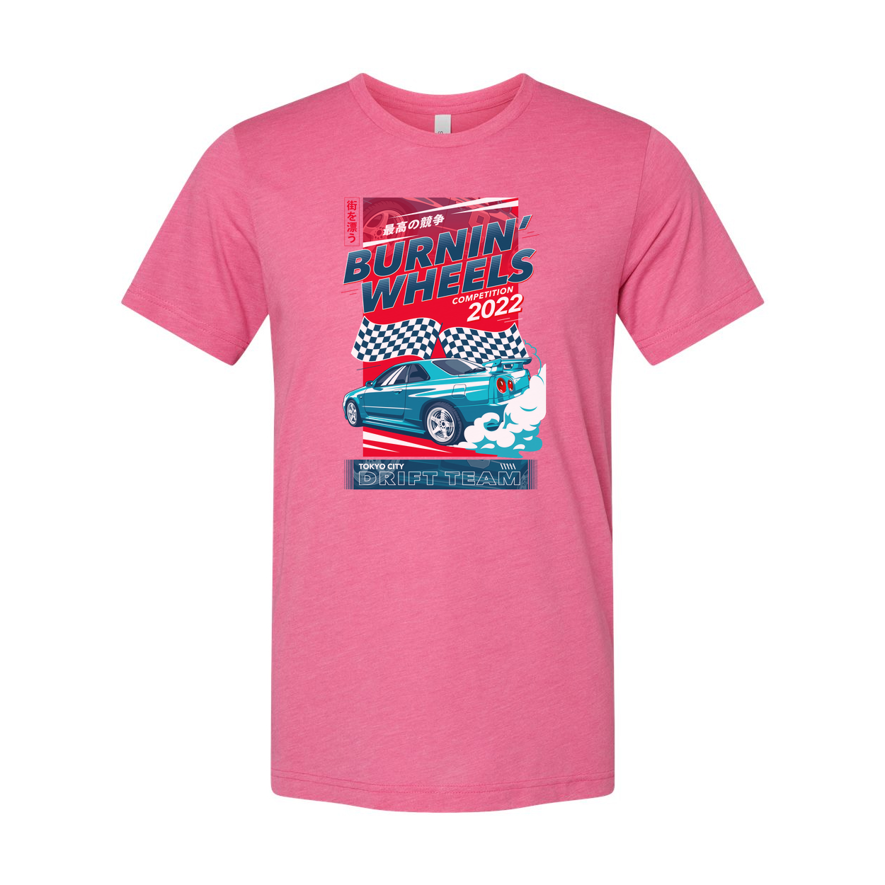 Unisex Racing Graphic T Shirt Burnin Wheels Competition 2022 Tokyo City Drift Team