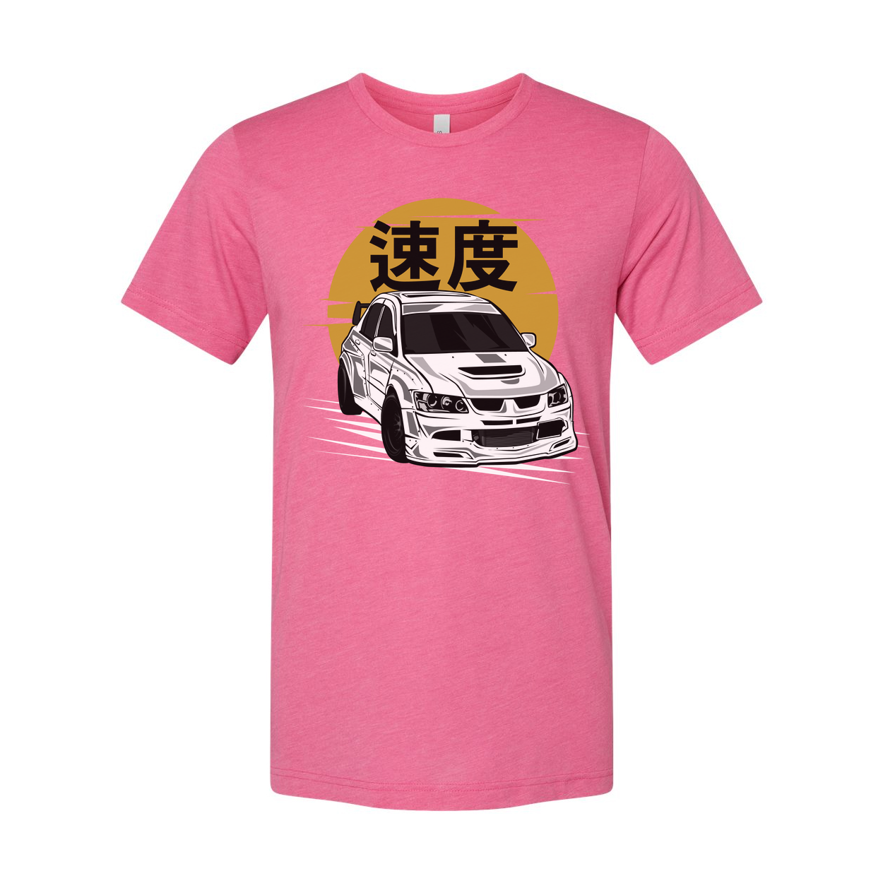 Mitsubishi Lancer Evolution IX White Unisex T Shirt Featuring Speed Kanji Car Graphic