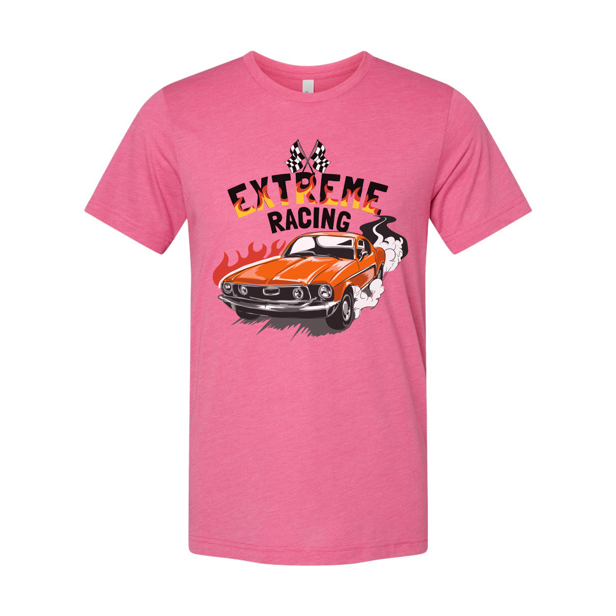 Extreme Racing Graphic Tee With Orange Classic Car On White Unisex Automotive Style Tee