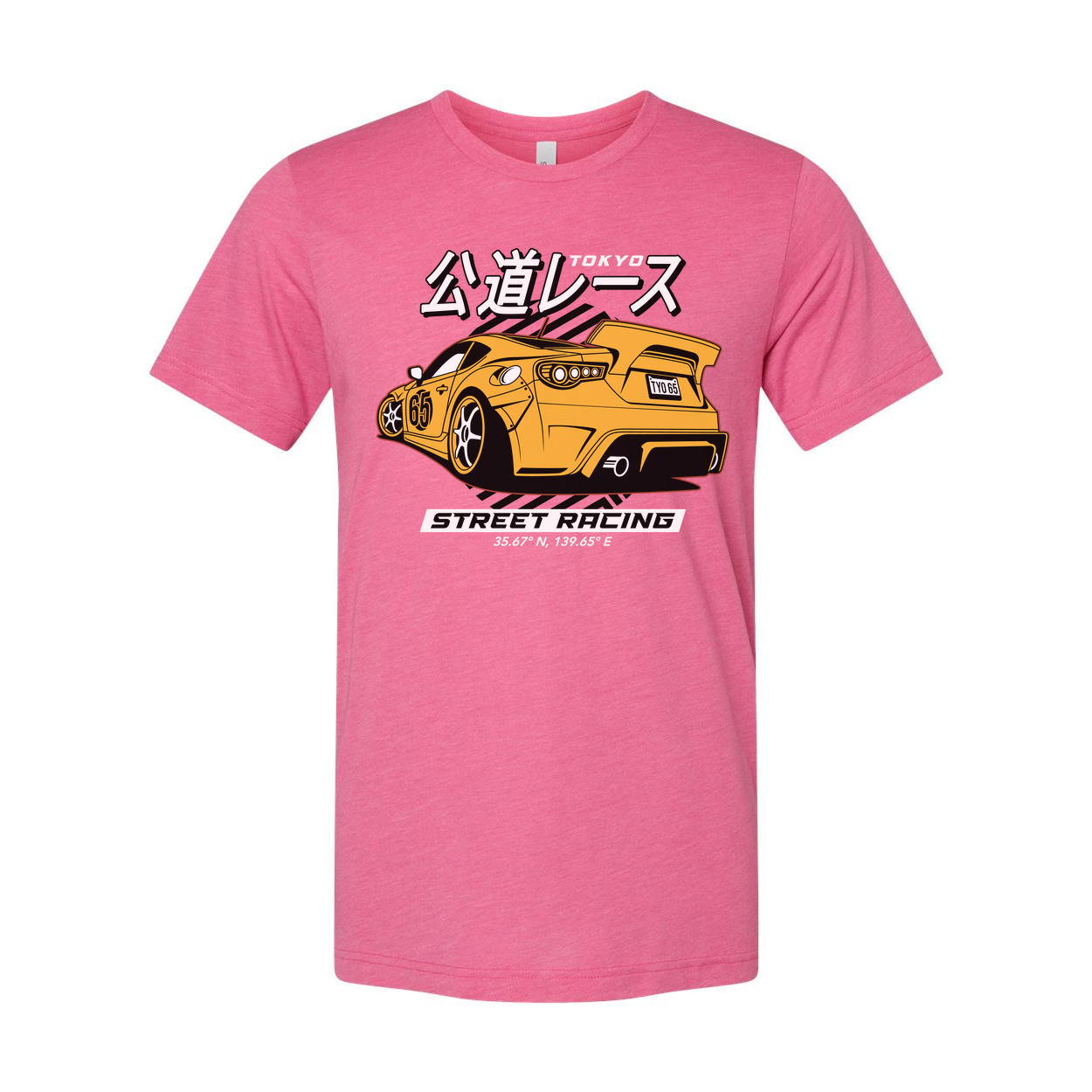 Acura NSX Street Racing Graphic T Shirt With Yellow Race Car And Japanese Text Design