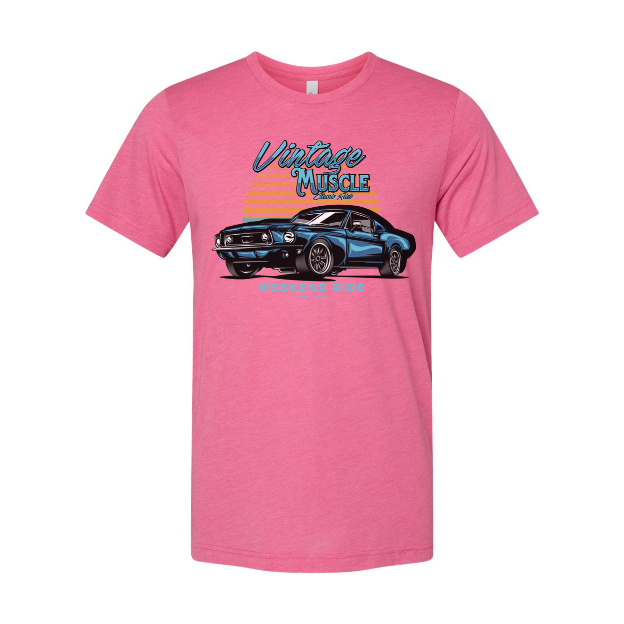 1960s Ford Mustang Vintage Muscle Graphic Tee Unisex Casual Short Sleeve Shirt Retro Sunset
